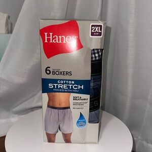NWT- Hanes Cotton Stretch Boxers - Black and White 2XL- 6 pack